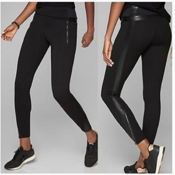 Athleta Pants & Jumpsuits Athleta Faux Leather Trim Moto Leggings